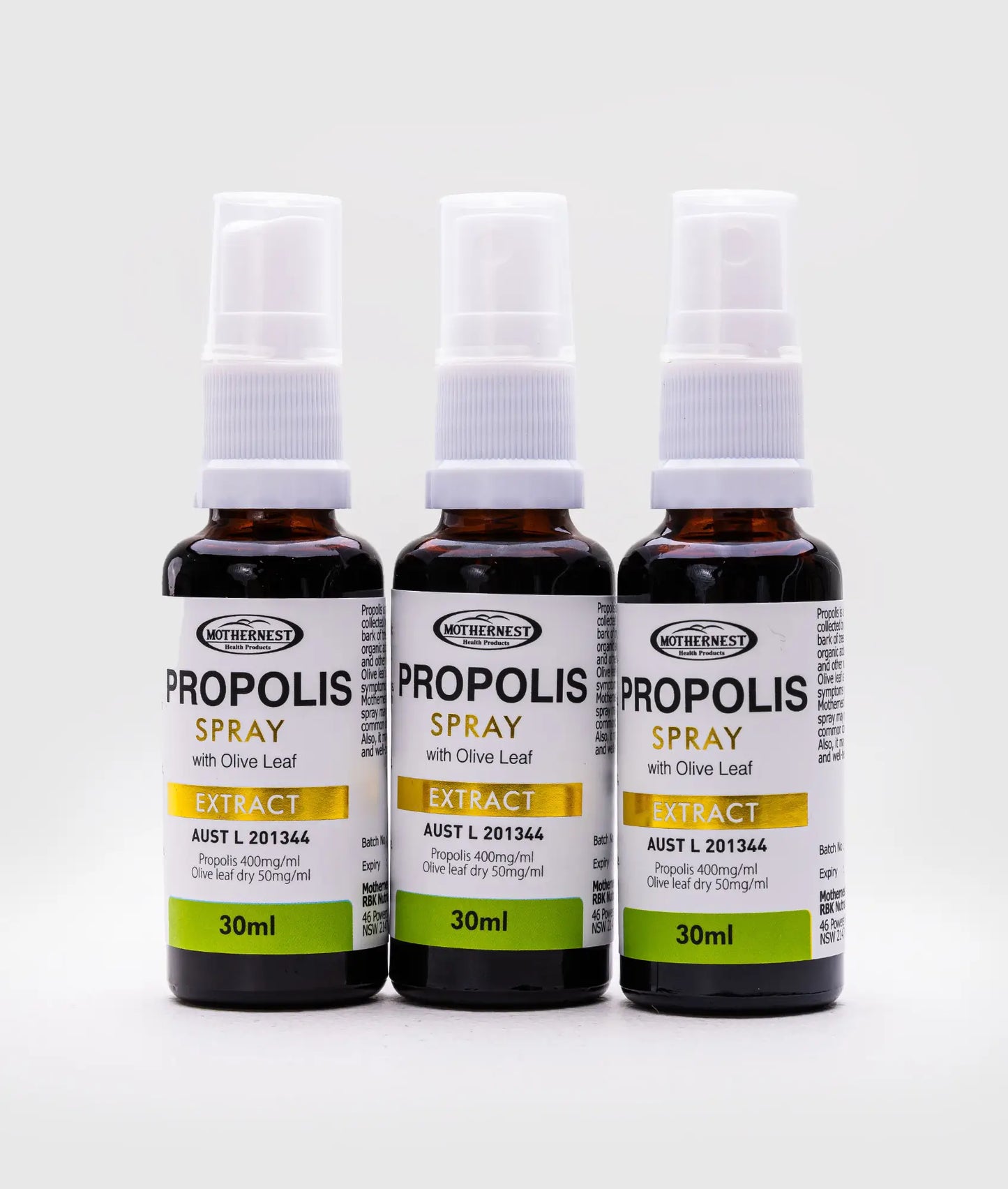 Mothernest Propolis Ext 40% Spray + Olive Leaf (30ml x 3 Pack)